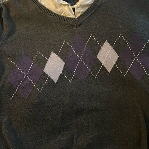 Karen Scott V-Neck Sweater Gray and Purple